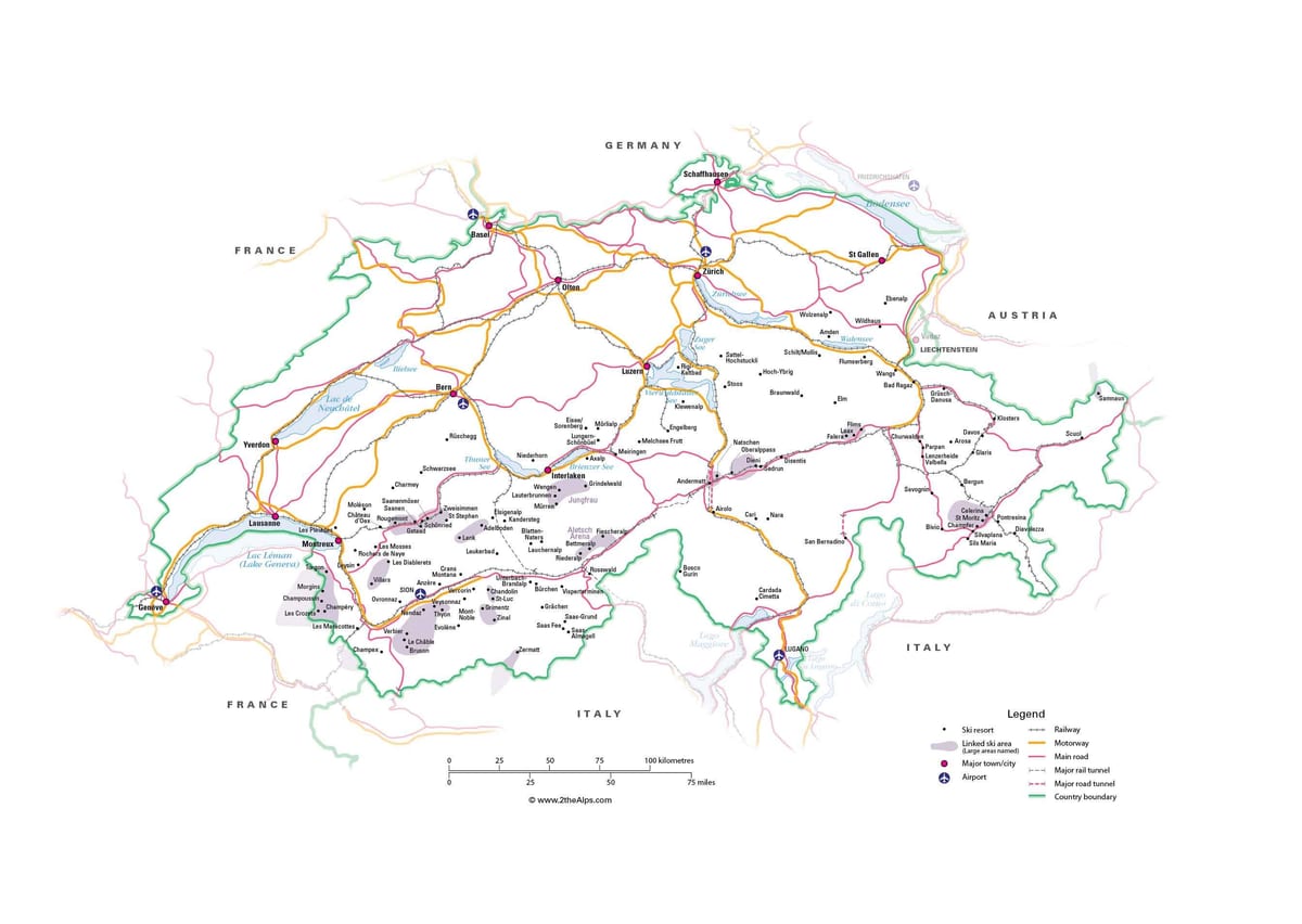 карта Швейцарыі метро 