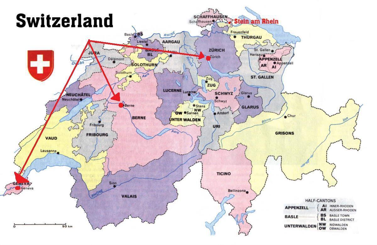 Жэнева Швейцарыя карта Еўропы