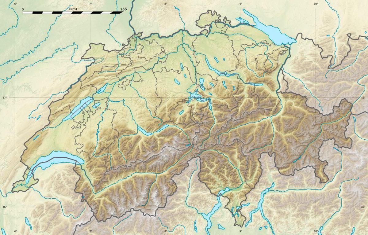 карта Швейцарыі палёгку