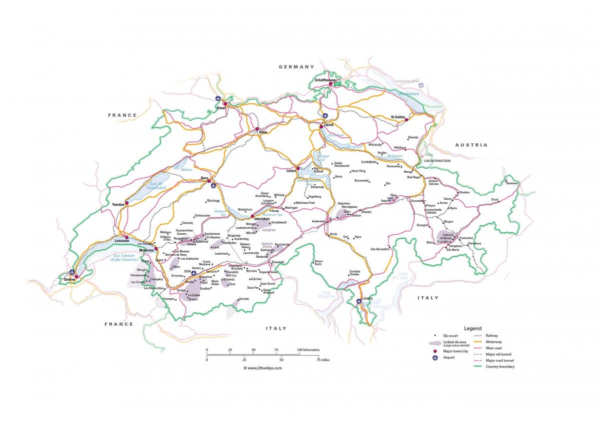 карта Швейцарыі метро 