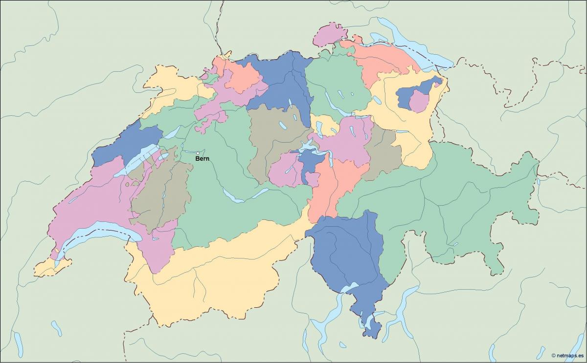 карта палітычная карта Швейцарыі