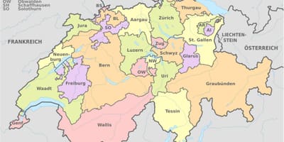 Базэль на карце Швейцарыі