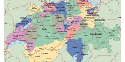 Падрабязная карта Швейцарыі