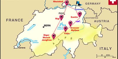 Швейцарскія Альпы карце Швейцарыі