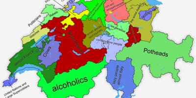 Карта Швейцарыі кантоне