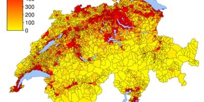 Швейцарыя карта шчыльнасці насельніцтва 