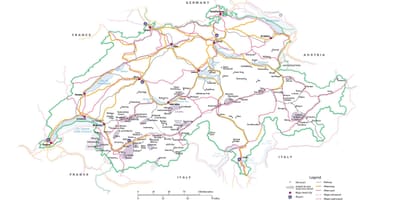 Швейцарыя славутасці карта