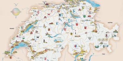 Турыстычных славутасцяў ў Швейцарыі карце