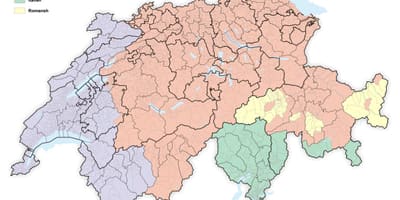 Карта Швейцарыі мову