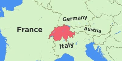 Карта Швейцарыі і суседніх краін