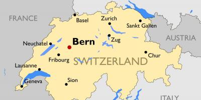 Карта Швейцарыі з буйных гарадоў